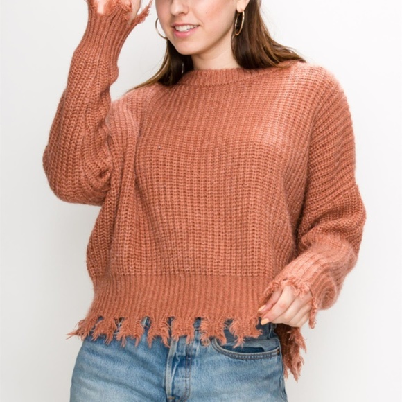 Frayed Hem Cozy Sweater - Picture 3 of 4